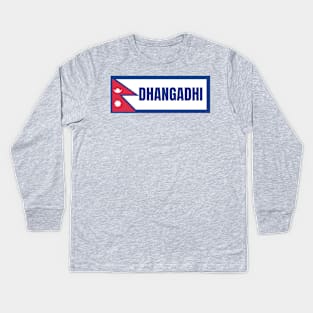 Dhangadhi City with Nepal Flag Kids Long Sleeve T-Shirt